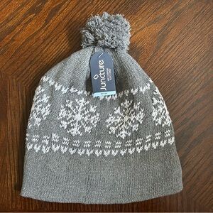 Juncture Winter Hat With Pom Pom Grey With White Snowflakes 🆕